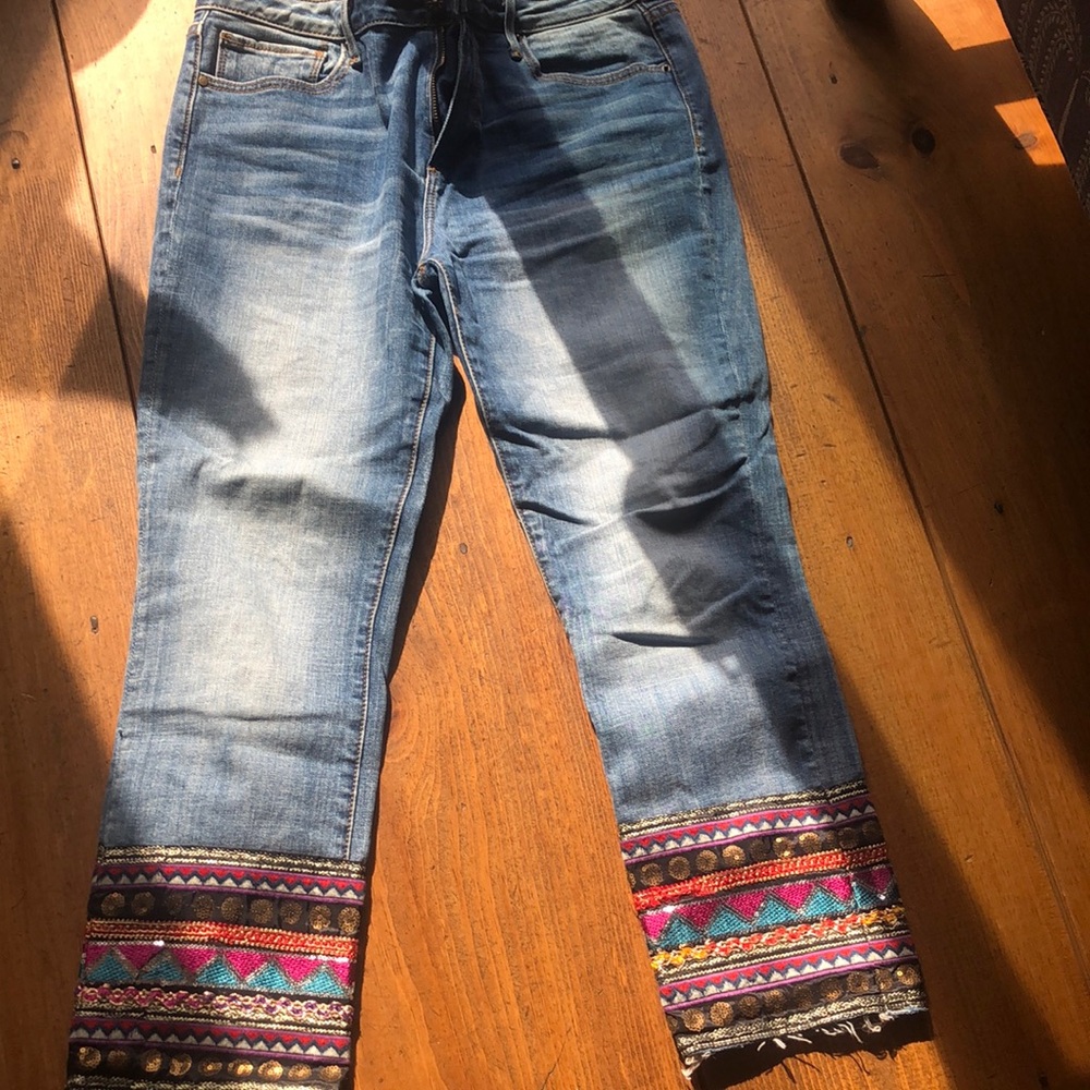DRIFTWOOD Colette Ankle Jean with unique 6.5 inches of sequins and embroidery